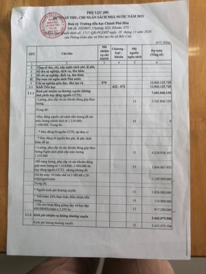 DỰ TOÁN THU CHI NGÂN SÁCH NHÀ NƯỚC 2021
