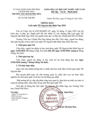 THÔNG BÁO LỊCH NGHỈ TẾT BÍNH NGỌ 2026