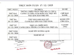 THỰC ĐƠN TUẦN 17