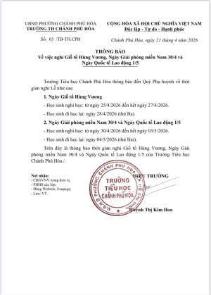 THONG BAO NGHỈ LỄ
